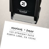 Moderne Eenvoudige Script Naam Bruiloft Retouradre Zelfinktende Stempel