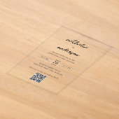 Moderne eenvoudige script QR-code bruiloft Acryl Uitnodigingen (Laagn)