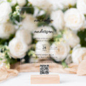Moderne eenvoudige script QR-code bruiloft Acryl Uitnodigingen