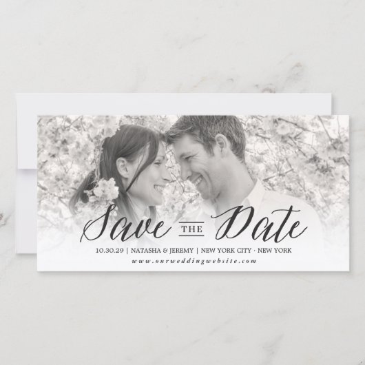 Moderne, eenvoudige script slaat de datumfotokaart save the date (Voorkant)