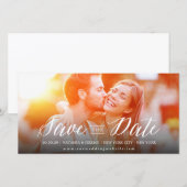 Moderne, eenvoudige script slaat de datumfotokaart save the date (Voorkant / Achterkant)