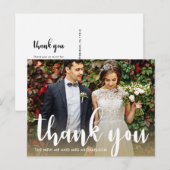 Moderne Eenvoudige Script Trouwfoto Bedankt Briefkaart (Voorkant / Achterkant)
