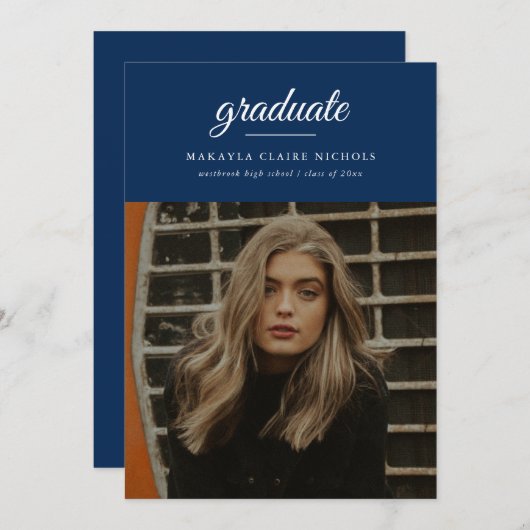 Moderne Eenvoudige Script Twee Afstuderen voor fot Aankondiging (Voorkant / Achterkant)