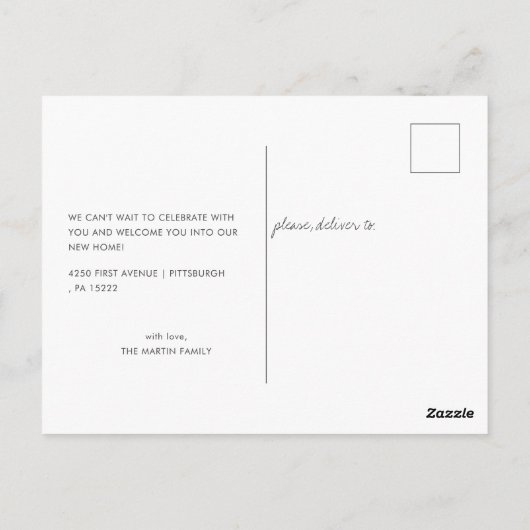 Moderne Eenvoudige scriptafbeelding Bewegende aank Briefkaart (Achterkant)