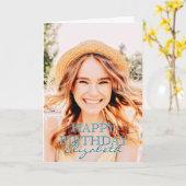 Moderne Eenvoudige scriptfoto 'verjaardag' Kaart (Gele Bloem)