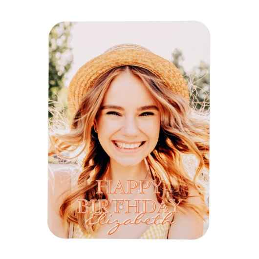 Moderne Eenvoudige scriptfoto 'verjaardag' Magneet (Verticaal)