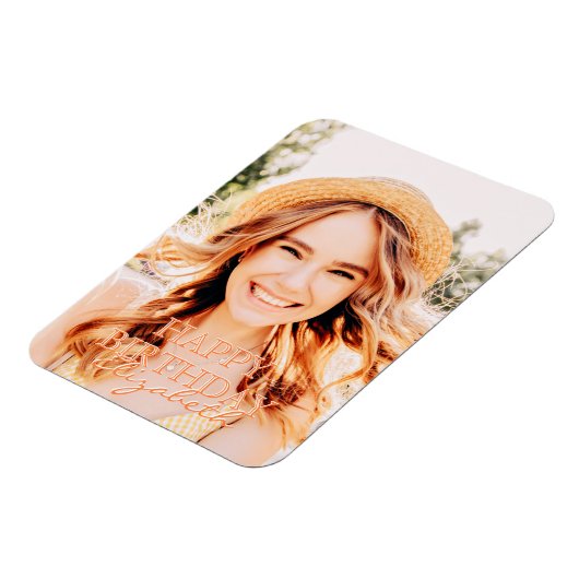 Moderne Eenvoudige scriptfoto 'verjaardag' Magneet (Linkerzijde)