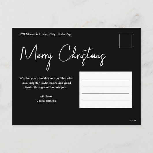 Moderne Eenvoudige scriptfoto voor prettig kerstfe Feestdagenkaart (Achterkant)