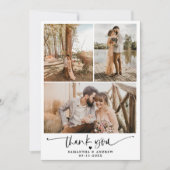 Moderne eenvoudige scripthartstocht 6 foto's bruil bedankkaart (Voorkant)