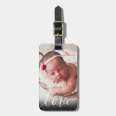 Moderne Eenvoudige Scriptie Liefde Baby Foto Bagagelabel (Voorkant verticaal)