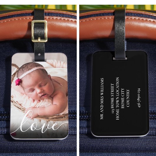 Moderne Eenvoudige Scriptie Liefde Baby Foto Bagagelabel