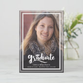 Moderne Eenvoudige Scriptie Twee Foto's Afstuderen Aankondiging (Staand voorkant)