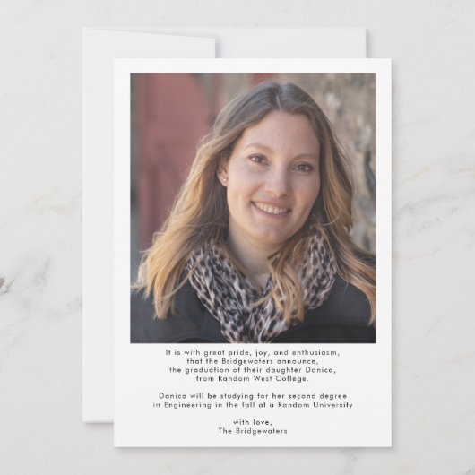 Moderne Eenvoudige Scriptie Twee Foto's Afstuderen Aankondiging (Achterkant)