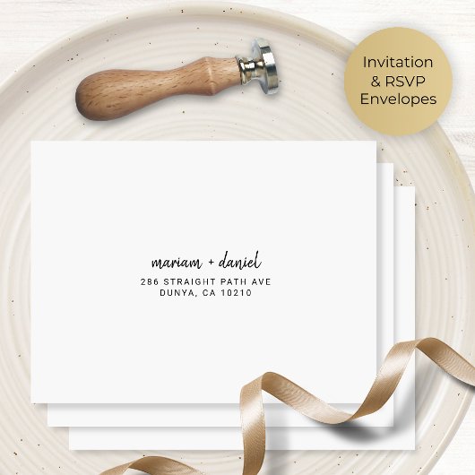 Moderne eenvoudige scriptnamen Bruiloft retouradre Zelfinktende Stempel