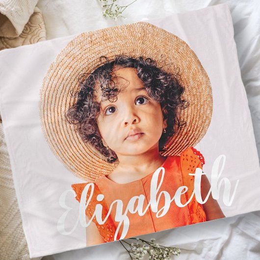 Moderne Eenvoudige scripts Jouw naam en foto's toe Fleece Deken