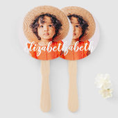 Moderne Eenvoudige scripts Jouw naam en foto's toe Handwaaier (Voorkant en achterkant)