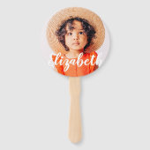 Moderne Eenvoudige scripts Jouw naam en foto's toe Handwaaier (Voorkant)