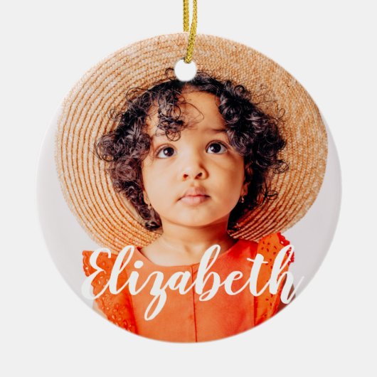 Moderne Eenvoudige scripts Jouw naam en foto's toe Keramisch Ornament (Voorkant)