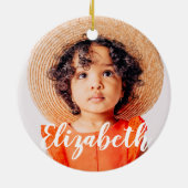 Moderne Eenvoudige scripts Jouw naam en foto's toe Keramisch Ornament (Achterkant)