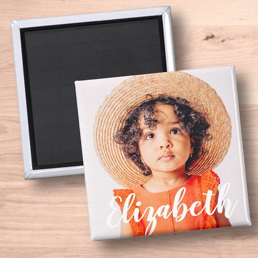 Moderne Eenvoudige scripts Jouw naam en foto's toe Magneet