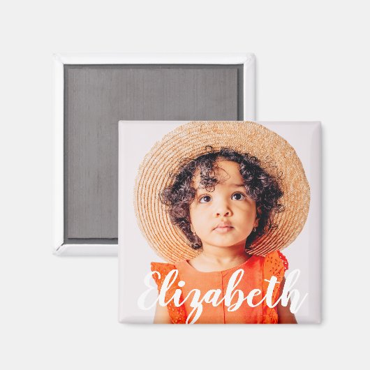 Moderne Eenvoudige scripts Jouw naam en foto's toe Magneet (Voorkant / Achterkant)