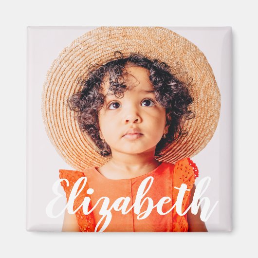 Moderne Eenvoudige scripts Jouw naam en foto's toe Magneet (Voorkant)