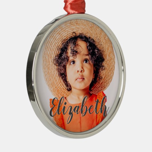 Moderne Eenvoudige scripts Jouw naam en foto's toe Metalen Ornament (Rechts)