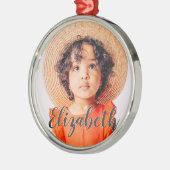 Moderne Eenvoudige scripts Jouw naam en foto's toe Metalen Ornament (Links)