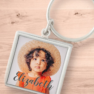 Moderne Eenvoudige scripts Jouw naam en foto's toe Sleutelhanger
