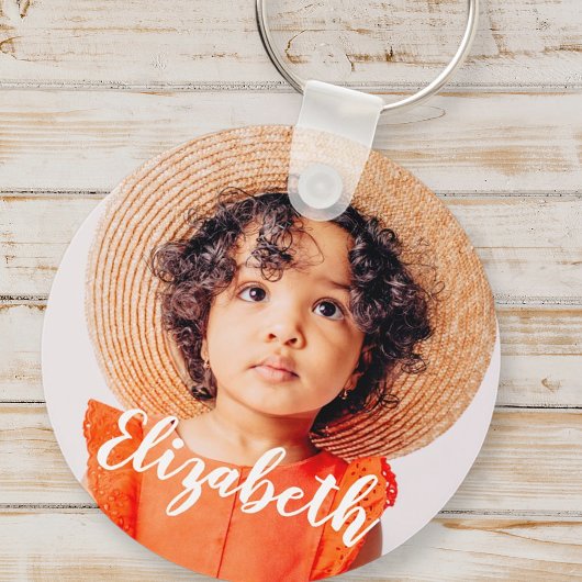 Moderne Eenvoudige scripts Jouw naam en foto's toe Sleutelhanger