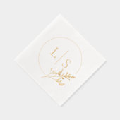 Moderne Eenvoudige Serif Monogram Groen Bruiloft Folie Servetten (Rechts)