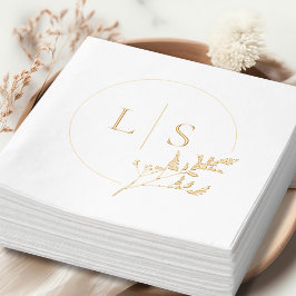 Moderne Eenvoudige Serif Monogram Groen Bruiloft Folie Servetten