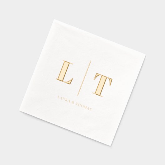 Moderne Eenvoudige Serif Monogram Huwelijk Folie Servetten (Links)