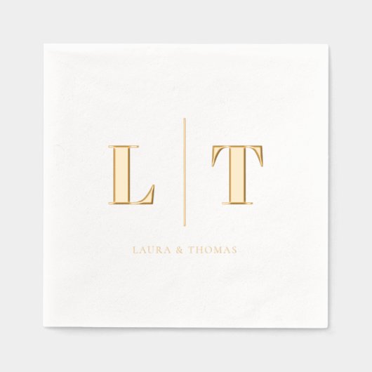 Moderne Eenvoudige Serif Monogram Huwelijk Folie Servetten (Voorkant)
