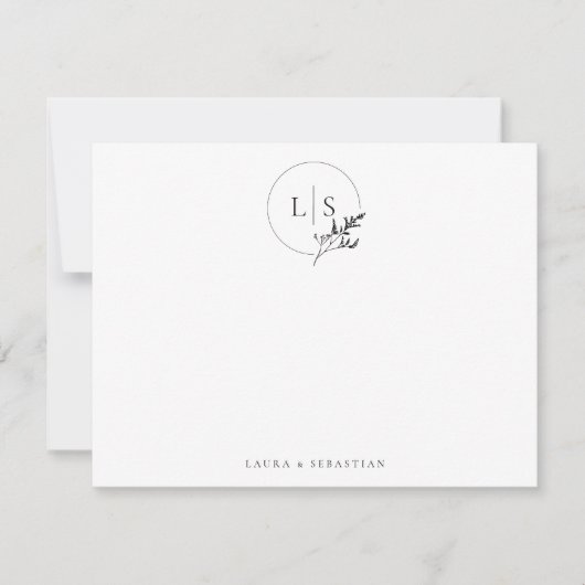 Moderne Eenvoudige Serif Monogram Koppel Stationer Notitiekaartje (Voorkant)