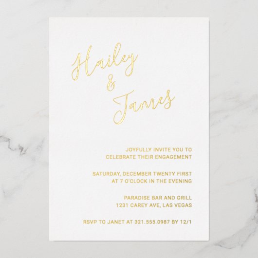 Moderne, eenvoudige serviceovereenkomst Gold Folie Uitnodiging (Voorkant)