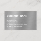 Moderne Eenvoudige Silver Metal professional Visitekaartje (Achterkant)