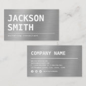 Moderne Eenvoudige Silver Metal professional Visitekaartje (Voorkant / Achterkant)