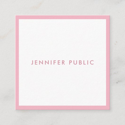 Moderne Eenvoudige Sjabloon Bord Roze Professionel Vierkante Visitekaartje (Voorkant)