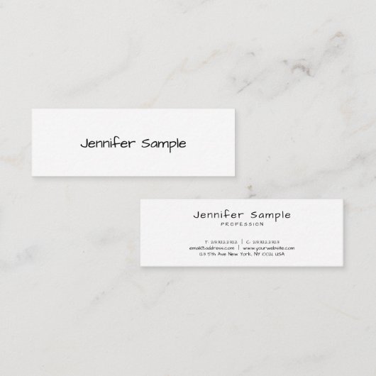Moderne, eenvoudige Sjabloon, elegant Freehand-scr Mini Visitekaartje (Voorkant / Achterkant)