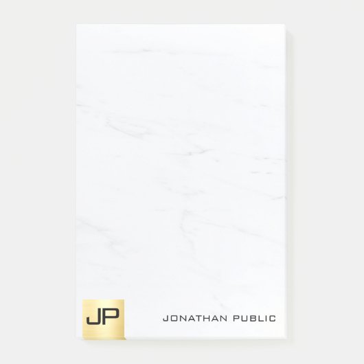 Moderne eenvoudige Sjabloon Elegant Goud en Marmer Post-it® Notes (Voorkant)