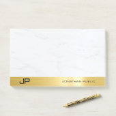 Moderne eenvoudige Sjabloon Elegant Goud en Marmer Post-it® Notes (Op bureau)