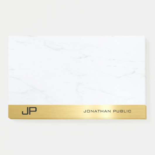 Moderne eenvoudige Sjabloon Elegant Goud en Marmer Post-it® Notes (Voorkant)