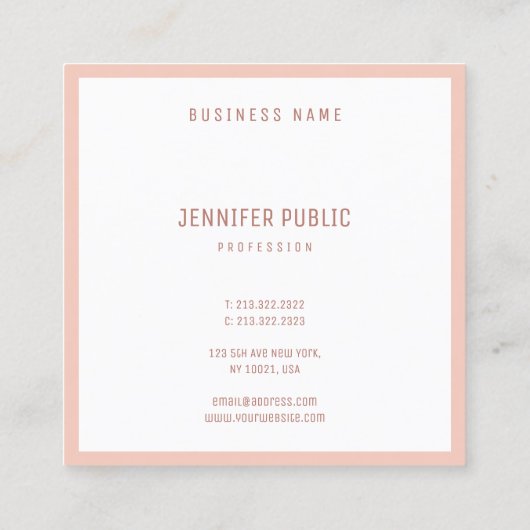 Moderne eenvoudige Sjabloon Elegant Minimalistisch Vierkante Visitekaartje (Achterkant)