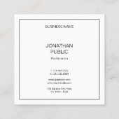Moderne eenvoudige Sjabloon Elegant Professional Vierkante Visitekaartje (Achterkant)