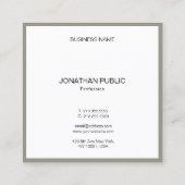 Moderne eenvoudige Sjabloon Elegante professionele Vierkante Visitekaartje (Achterkant)