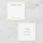 Moderne, eenvoudige Sjabloon Gold White Vierkante Visitekaartje (Voorkant / Achterkant)