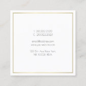 Moderne, eenvoudige Sjabloon Gold White Vierkante Visitekaartje (Achterkant)