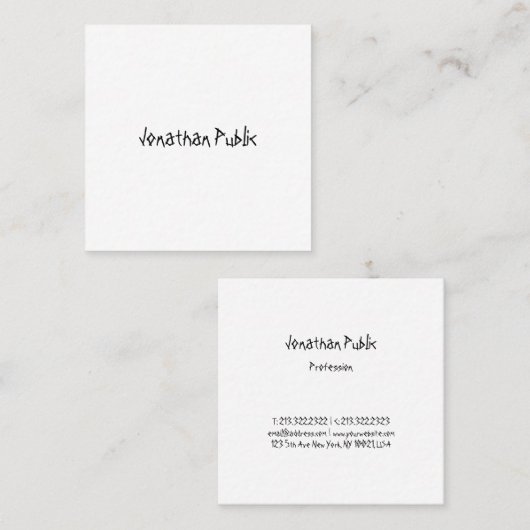 Moderne eenvoudige Sjabloon Hand Script Profession Vierkante Visitekaartje (Voorkant / Achterkant)