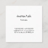 Moderne eenvoudige Sjabloon Hand Script Profession Vierkante Visitekaartje (Achterkant)